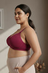 Zivame True Curv Lightly Lined Padded Non Wired Full Coverage Super Support Spacer Bra - Beet Red — thumbnail 5